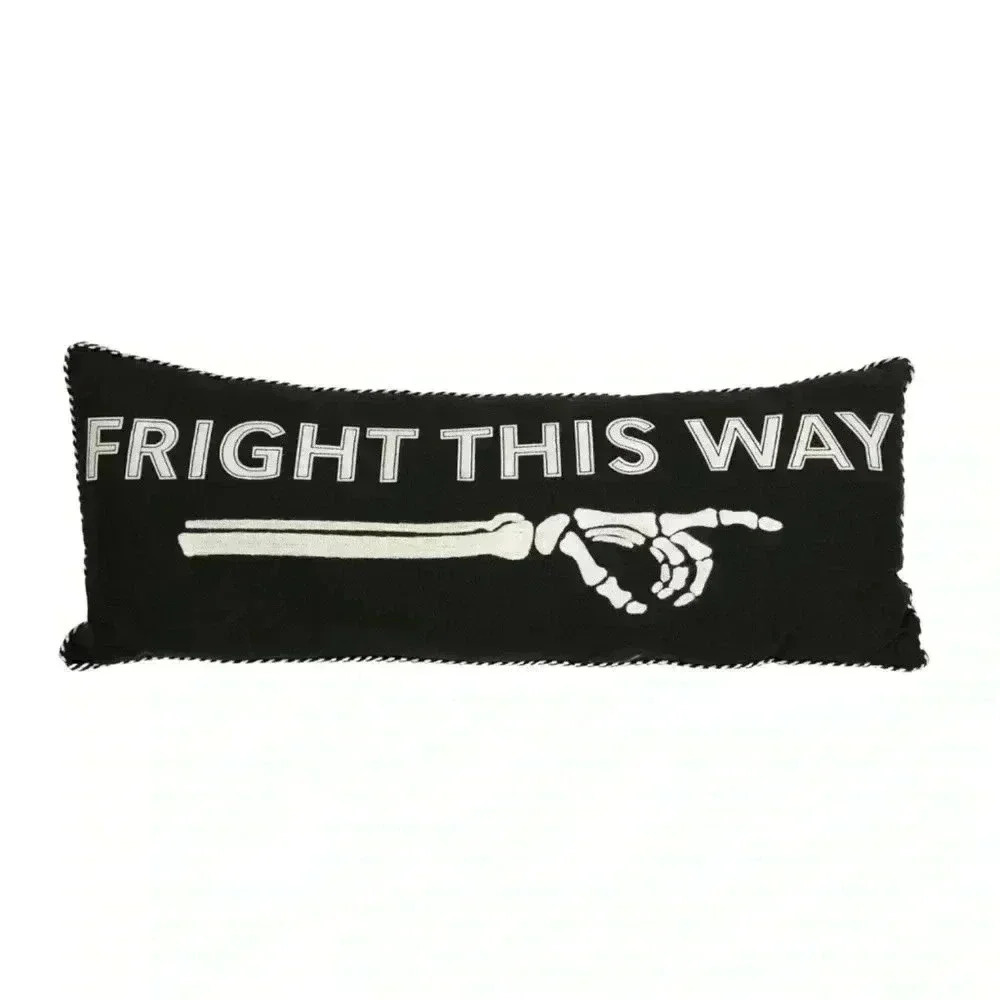 NEW LED LIGHT UP Embroidered Accent / Throw Pillow FRIGHT THIS WAY - SO COOL!